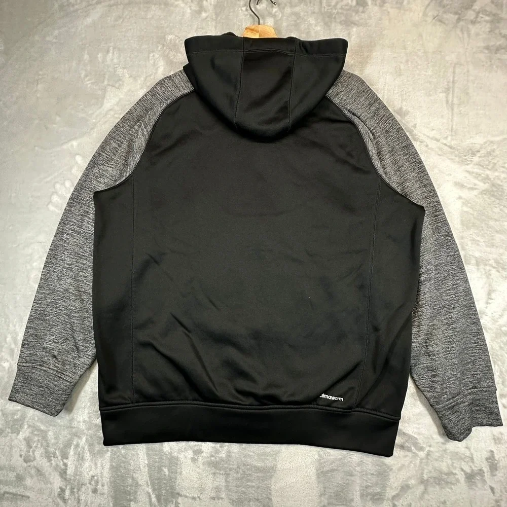 Adidas Full Zip Hoodie Mens XL Black Grey ClimaWarm M64718 Raglan Fleece Jacket